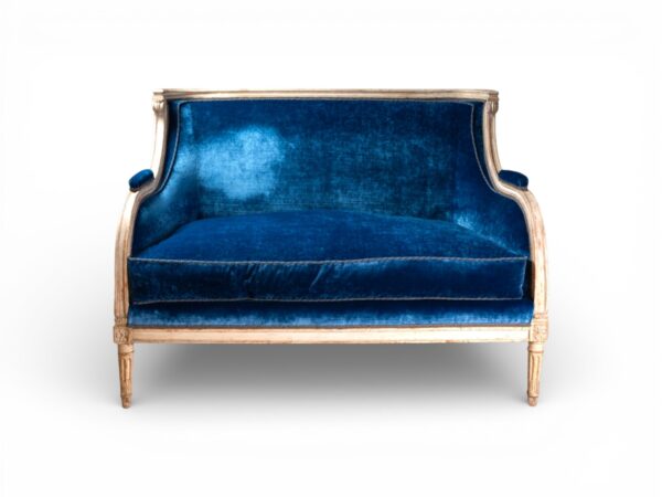 Lapis Gilt Loveseat blue velvet luxury sofa