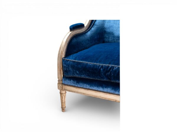 Premium lapis velvet loveseat for luxury interiors