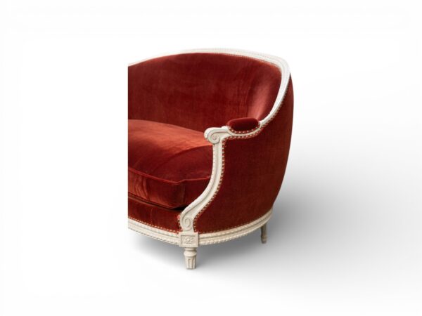 Luxury curved velvet sofa with ivory frame