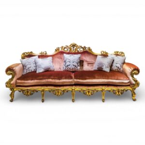 Rajwada Gulab Couch royal carved velvet sofa