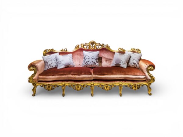 Rajwada Gulab Couch royal carved velvet sofa