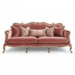Royale Rose Sofa with carved gold frame