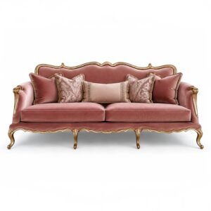 Royale Rose Sofa with carved gold frame