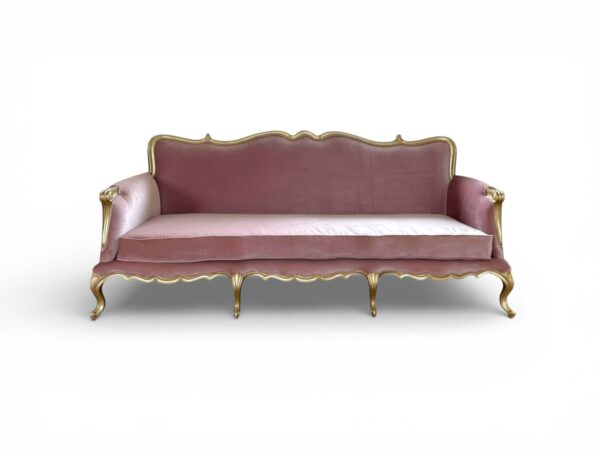 Royale Rose Sofa with carved gold frame