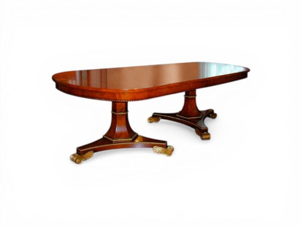 Double pedestal dining table with claw feet