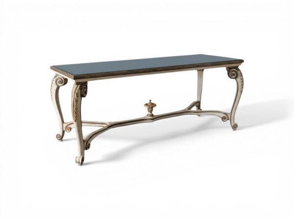 Elegant dining table with scroll legs