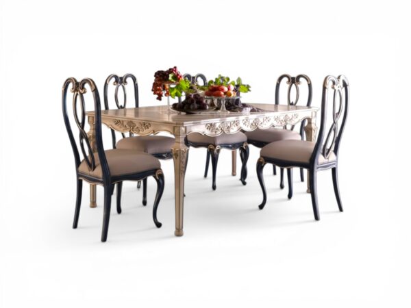 Long luxury dining table with tapered legs
