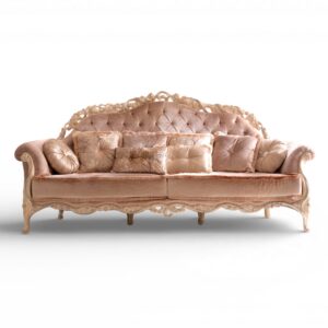 Blush Majesty Carved Sofa luxury velvet sofa