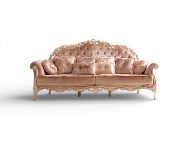 Blush Majesty Carved Sofa luxury velvet sofa
