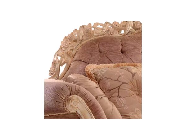 Elegant blush velvet carved sofa