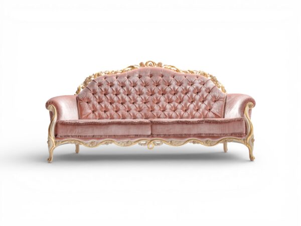 Blush Majesty Carved Sofa luxury velvet sofa