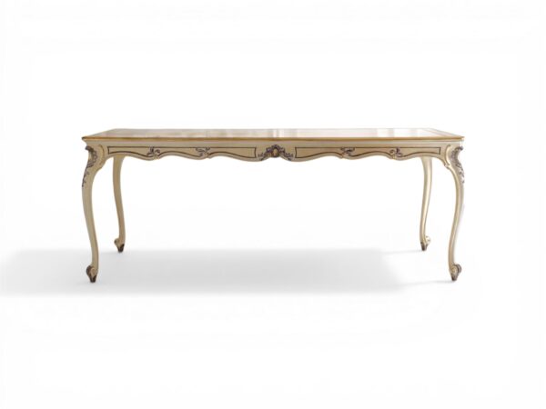 Elegant dining table with floral carving