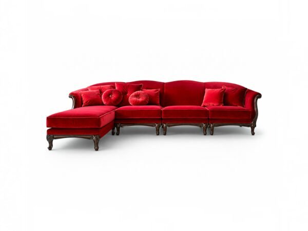 Modern luxury crimson velvet sofa