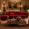 Modern luxury crimson velvet sofa
