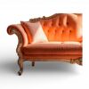 Elegant saffron velvet carved sofa
