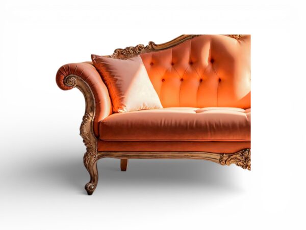 Elegant saffron velvet carved sofa