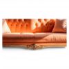 Handcrafted carved saffron velvet couch