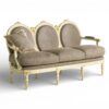 Antique gold baroque settee with triple oval backrest