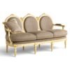 Antique gold baroque settee with triple oval backrest