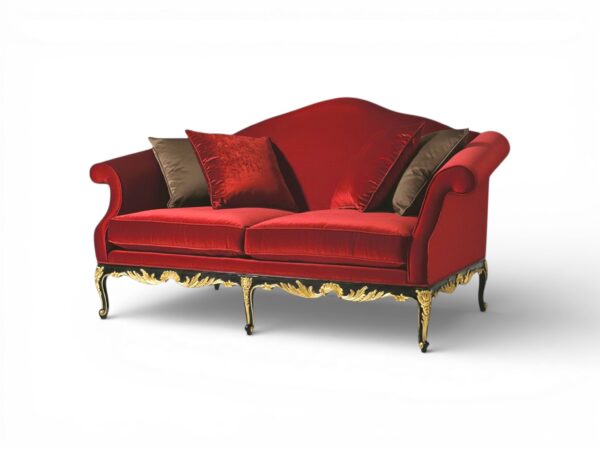 Luxury ruby velvet classical loveseat