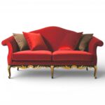 Ruby Royale Loveseat with carved hardwood base