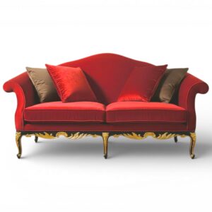 Ruby Royale Loveseat with carved hardwood base