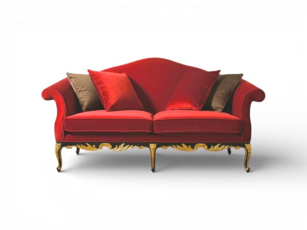 Ruby Royale Loveseat with carved hardwood base