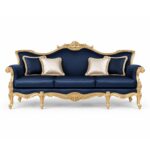 Royale Throne Sofa with carved gold hardwood frame