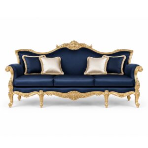 Royale Throne Sofa with carved gold hardwood frame