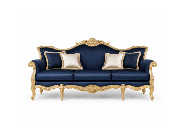 Royale Throne Sofa with carved gold hardwood frame