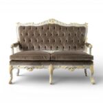 Mocha Rococo Loveseat tufted velvet luxury sofa