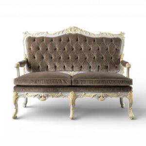 Mocha Rococo Loveseat tufted velvet luxury sofa