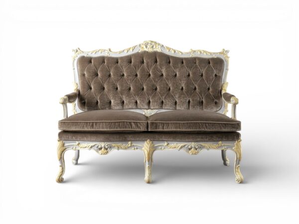 Mocha Rococo Loveseat tufted velvet luxury sofa