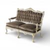 Rococo style loveseat with carved white and gold frame