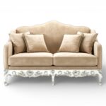 Bisque Ornate Settee luxury carved sofa