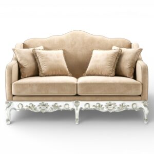 Bisque Ornate Settee luxury carved sofa