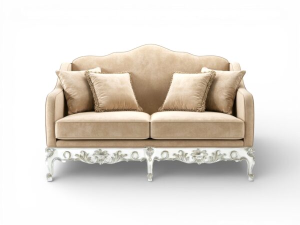 Bisque Ornate Settee luxury carved sofa