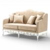 Elegant bisque settee with carved white wooden base
