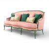Blush Opulent Crest Sofa carved hardwood frame