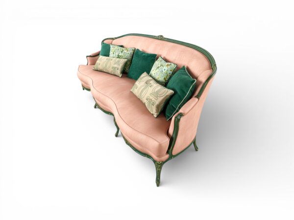 Handcrafted blush velvet living room sofa