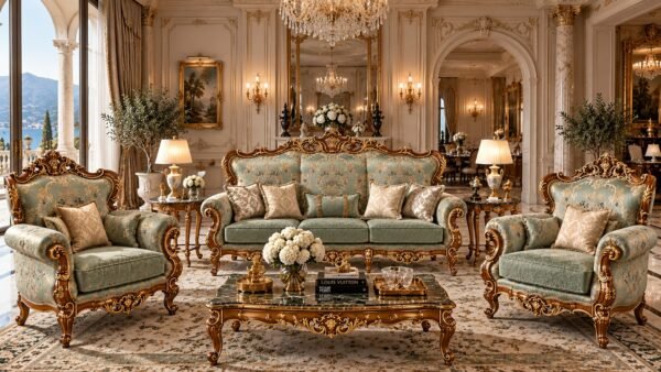 Bellaforte Ornate Sofa with carved hardwood frame