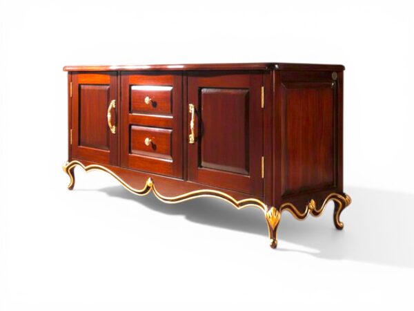 Elegant wooden sideboard with gold accents