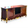 Elegant wooden TV console with gold accents