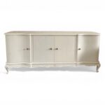 Elegant pearl finish sideboard with carved base