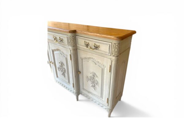 Elegant carved wooden sideboard with antique finish