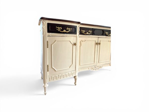 Elegant wooden credenza with lace carved detailing
