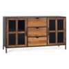 Teak wood sideboard with black metal frame