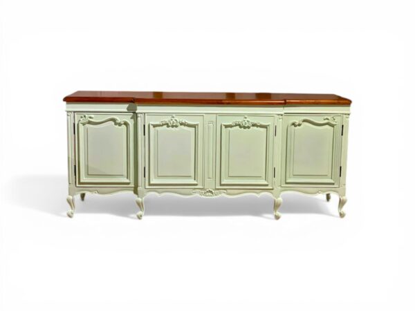 Elegant mint finish sideboard with carved detailing