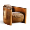 Copper aviator armchair with leather seat