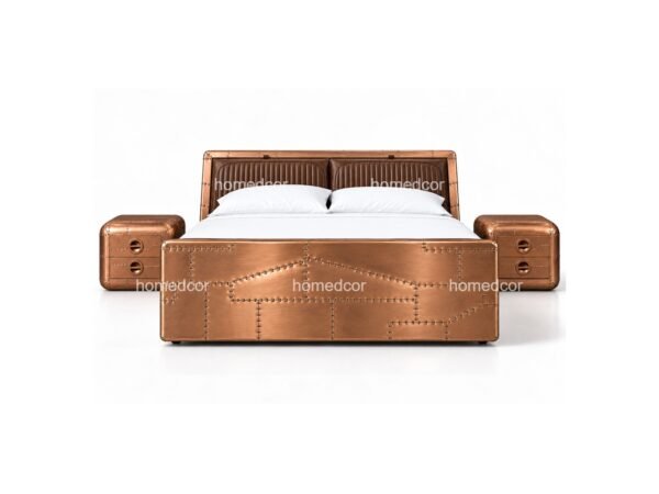 Aviator Copper Wing Bed with copper side tables